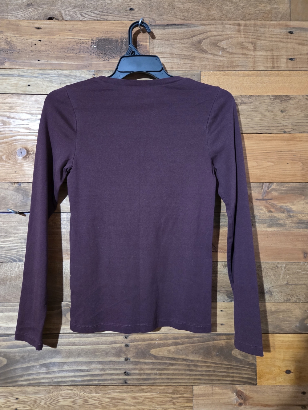 J.Crew Perfect Fit Wine Plum Long Sleeve Crew Neck Cotton Knit Tee Top L Casual - Picture 3 of 6